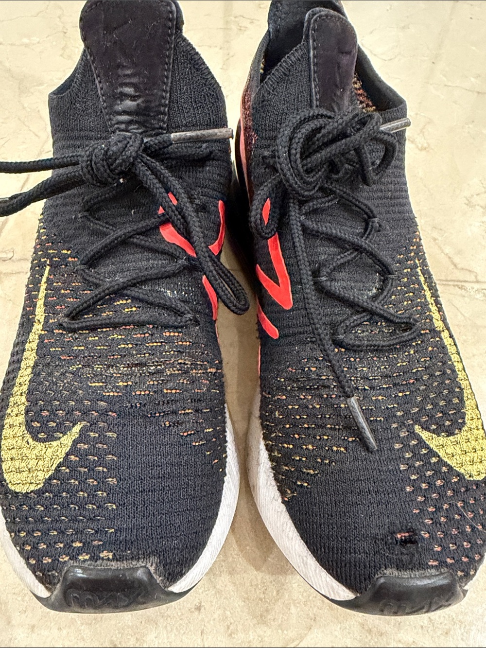 Nike air max Black Flyknit Sneakers with Yellow & Red Accents